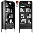 Modern Black Storage Shelf With Drawers Books Decor Items And Photo Frames