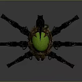 Scorpion With Black Mechanical Legs Green Glowing Body Part And Curved Stinger
