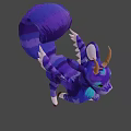 3D Fantasy Game Character With Purple Blue Fur Antler Horns And Dragon Wings