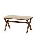 Simple Wooden Dining Table With Light Colored Top And Cross Leg Design