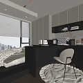 Tatami Bedroom Modern Interior Design With City View Window Built in Desk And Storage Cabinets