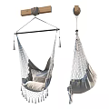 Macramé Hammock Chair With Soft Cushion And Tassels For Indoor Outdoor Use