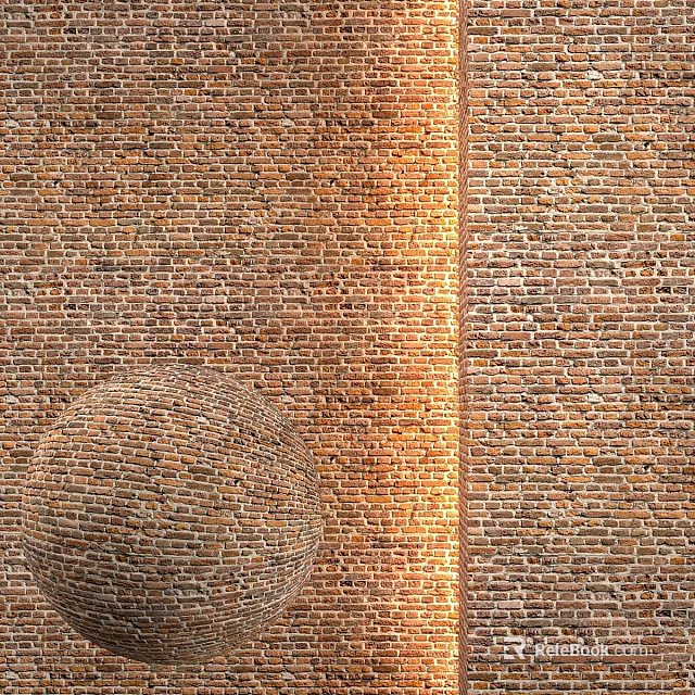 Rough Textured Brick Construction Components With Wall And Sphere Architectural Features 3d model 