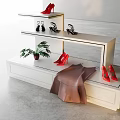 Modern Display Table Window Display Cabinet Props High and Low Table Water Table Shoe Cabinet Display Stand Women's Shoe Display Stand 3d model