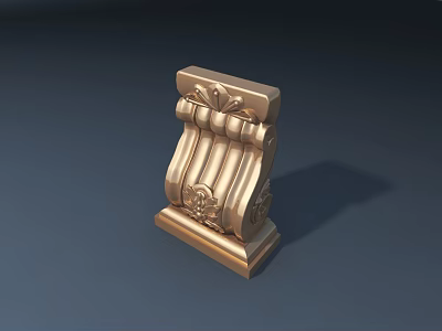 Golden Decorative Road Facility Component Featuring Intricate Carved Patterns And Ornate Details 3d model