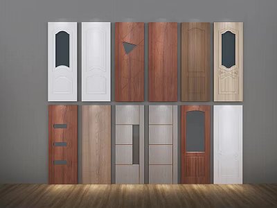 Various Hinged Doors Showcasing Diverse Designs Materials And Glass Elements 3d model