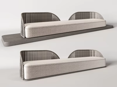 Modern Outdoor Sofa With Curved Woven Back And Comfortable Cushion For Patio 3d model