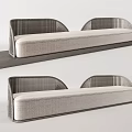Modern Outdoor Sofa With Curved Woven Back And Comfortable Cushion For Patio