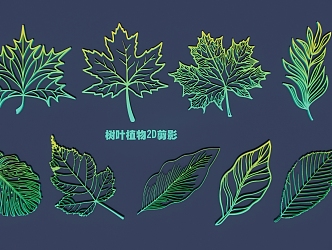 Leaves Plant 2D Silhouette 3d model