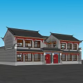 Ancient Chinese Architecture With Traditional Gray Tile Roof Wooden Windows And Red Doors Courtyard View