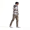Man Wearing Plaid Shirt Gray Turtleneck And Khaki Pants Talking On Phone