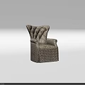 Modern Elegant Patterned Fabric Upholstered Wingback Accent Chair with Comfortable Seat 3d model