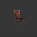 Single Wooden Chair with Unique Backrest Design Slender Legs and Vintage Style