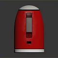 Red Modern Electric Kettle With Black Handle White Lid And Stainless Steel Base