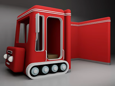 Red Cartoon Electric Toy Car With Track Wheels And Open Door Design 3d model