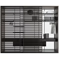 Modern Wardrobe Design With Slatted Panels Open Shelves And Hanging Storage Space