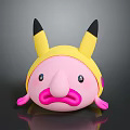 Pink Round Cartoon Character And Creature With Yellow Hat Black Ears Big Nose Design