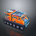 Detailed Orange Military Tank Model with Heavy Duty Tracks and Top Equipment