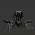 Futuristic Pilot And Mechanical Crab With Antennas Cockpit And Clawed Legs