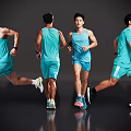 Men Running in Blue Sportswear Showing Different Angles and Dynamic Poses