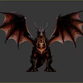 Mythical Dragon Character With Red And Black Wings Horned Head Scaled Body And Sharp Claws