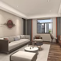 Hotel Guest Room Interior With Large Flat Screen TV Sofa Coffee Tables And Decorative Painting