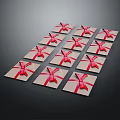 Multiple Gift Boxes With Red Bows Arranged Neatly On Dark Background 3d model