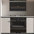 Modern Kitchen Interior With Built in Oven Gas Stove Range Hood And Cabinets