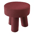 Burgundy Woven Stool With Round Seat And Three Cylindrical Legs Modern Design