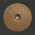 Golden Round Decorative Light Fixture With Honeycomb Texture Shiny Surface 3d model