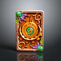Ornate Wooden Book Cover Featuring Spiral Green Design Gear Accents And Purple Vines