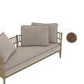 Modern Two Seater Sofa With Wooden Frame And Linen Fabric Cushions