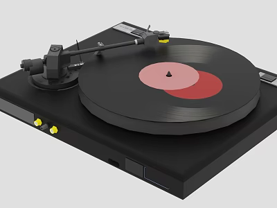 Modern Audio Equipment Vinyl Turntable with Black Vinyl Record and Tonearm 3d model