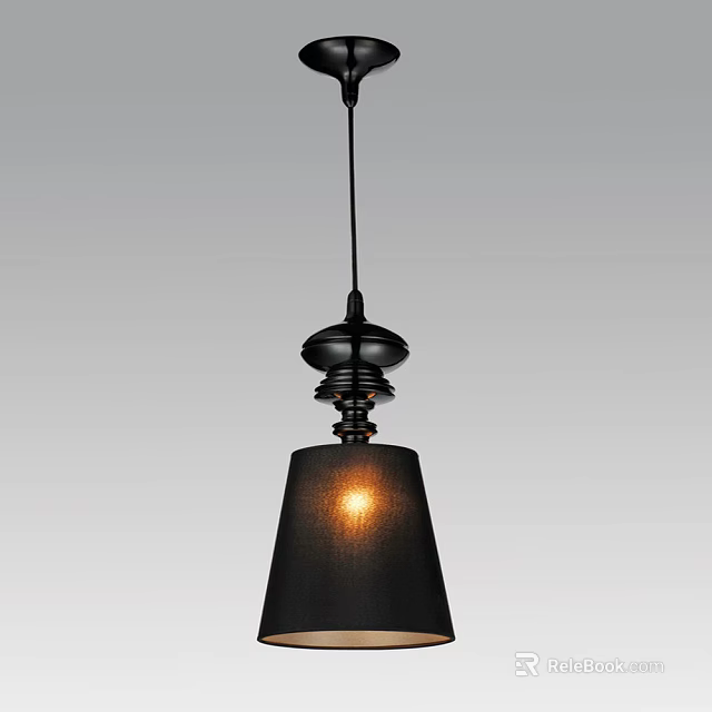 Modern Black Pendant Light With Cone Shaped Shade And Glowing Interior 3d model