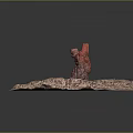 Red Rock Creature Character Standing On Rough Terrain With Black Objects 3d model