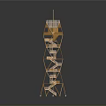 Modern Copper Geometric Stacked Tower Structure With Artistic Frame Design 3d model