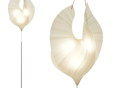 Modern White Leaf Shaped Textured Floor Lamp with Illuminated Elegant Design 3d model