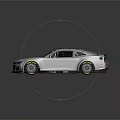 Silver Race Car With Rear Spoiler Front Design And Yellow Rims