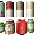 Various Colored Decorative Ceramic Storage Jars With Multiple Ornamental Details
