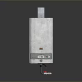 Gray Gas Water Heater With Blue Top Component Front Control Panel And Bottom Pipes