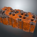 Rustic Orange Textured Clay Brick With Multiple Holes For Construction Projects 3d model