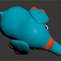 Cute Blue Elephant Toy With Orange Ears Nose Tip And White Feet Design