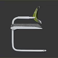 Modern Single Chair With White Frame Green Mesh Backrest And Gray Cushion