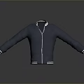Dark Blue Casual Jacket With White Trim Stand Collar And Simple Comfortable Design 3d model