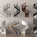 Modern revolving staircase combination 3d model