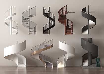 Modern revolving staircase combination 3d model