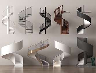 Modern revolving staircase combination 3d model