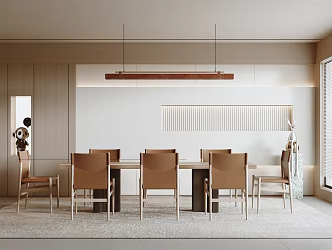 Modern dining table and chair combination 3d model