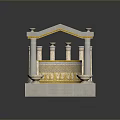 Classical Style Colonnade Architectural Model With Columns Golden Details And Light Base 3d model
