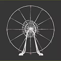 White Ferris Wheel Structure With Pink Accents And Reflective Base On Dark Background